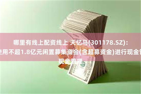 哪里有线上配资线上 天亿马(301178.SZ)：拟使用不超1.8亿元闲置募集资金(含超募资金)进行现金管理